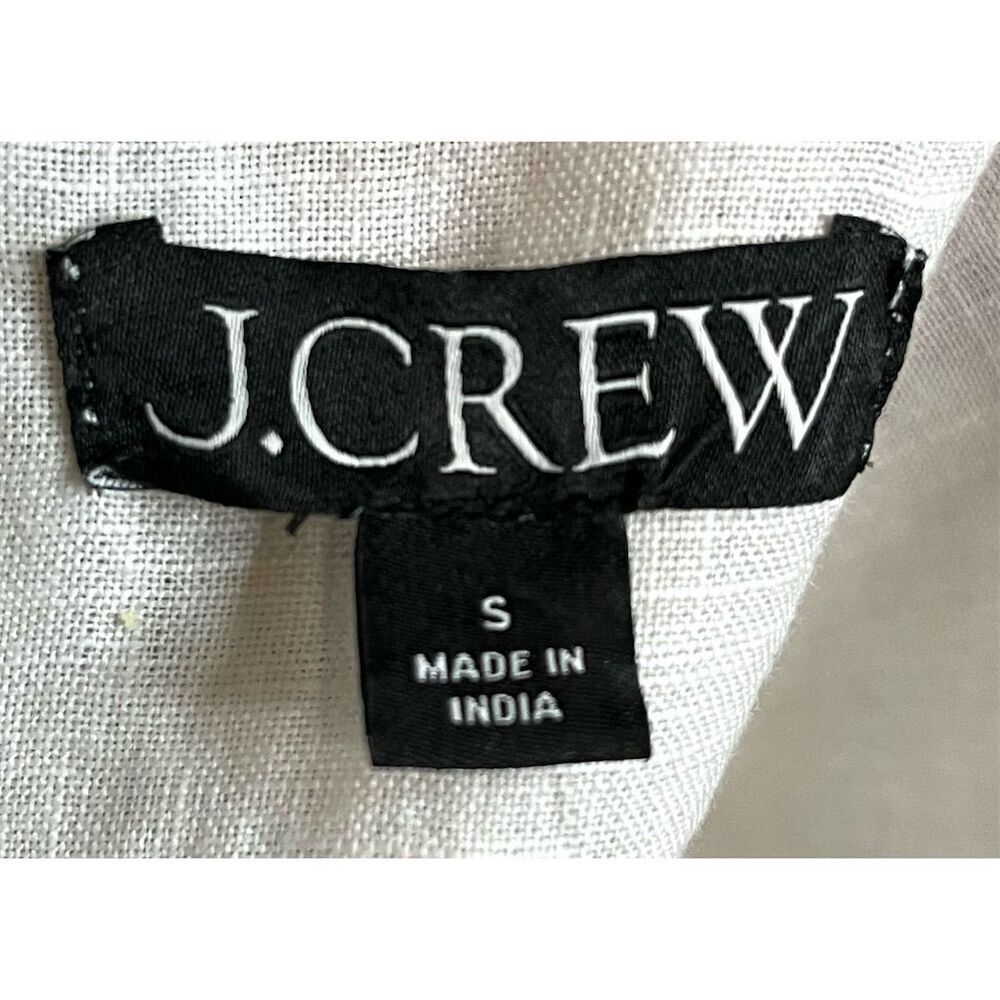 J.Crew Women's White Embroidered 100% Linen V-Neck Boxy Blouse S Chic Vacation - Picture 13 of 14